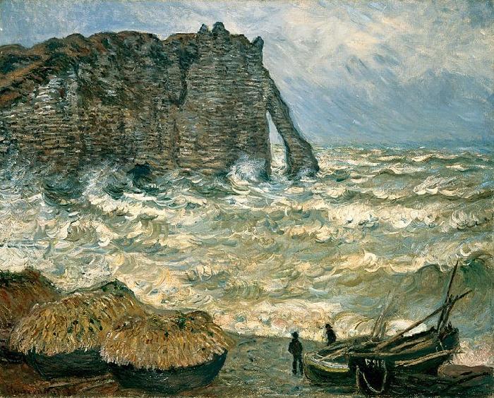 Claude Monet Stormy Sea in Etretat oil painting image